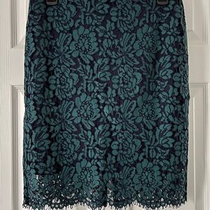 Banana Republic Teal and Navy Lace Pencil Skirt